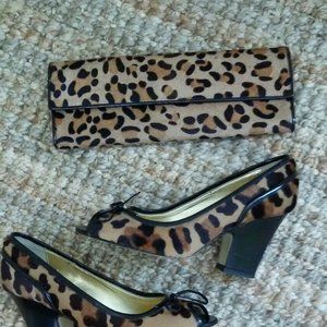 Open toe Leopard Calf Hair Heels